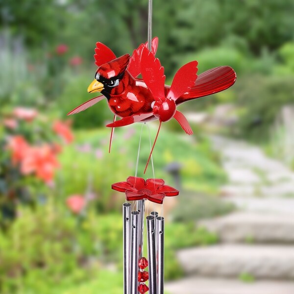 Shop Red Cardinal Spinning Wings Wind Chime - 12.5" x 10.0" x 24.0