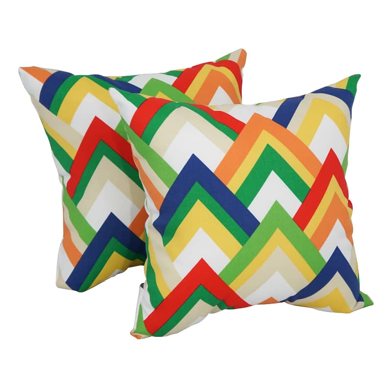 Blazing Needles 17-inch Square Polyester Outdoor Throw Pillows (Set of 2) - Resort Garden
