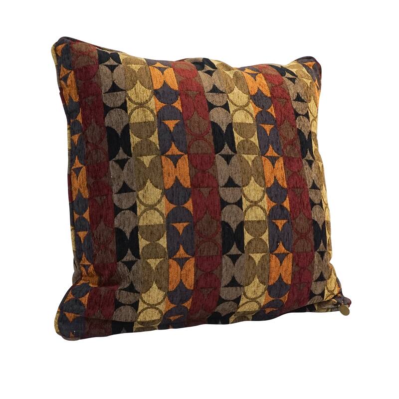 25-inch Corded Patterned Tapestry Square Floor Pillow - Broken Circles