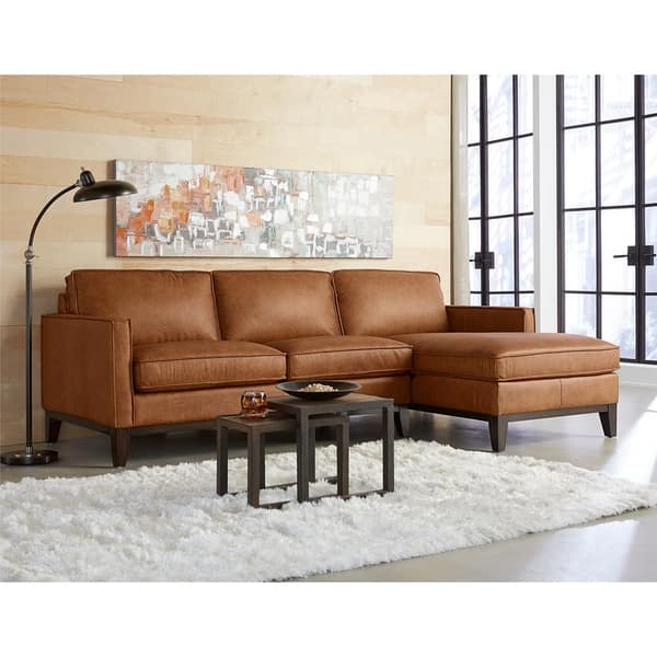 slide 1 of 13, Pimlico Top Grain Leather Sectional with Chaise