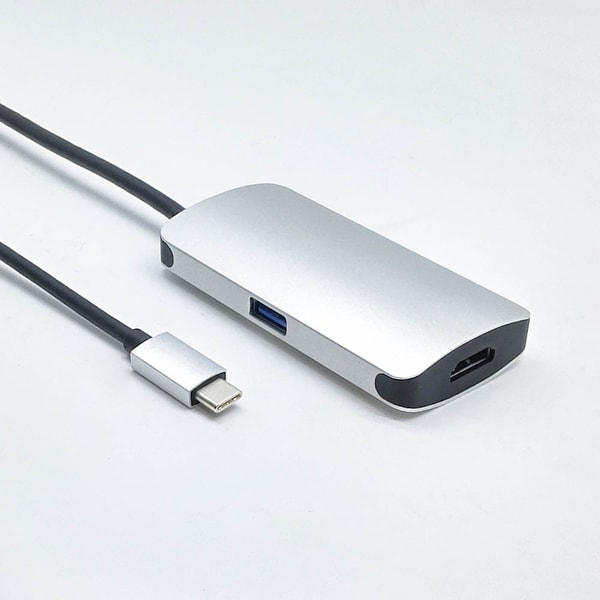 Fuji Labs USB Type C (Thunderbolt) Male to HDMI and C and USB 3.0 Female 3 in 1 Adapter. Opens flyout.