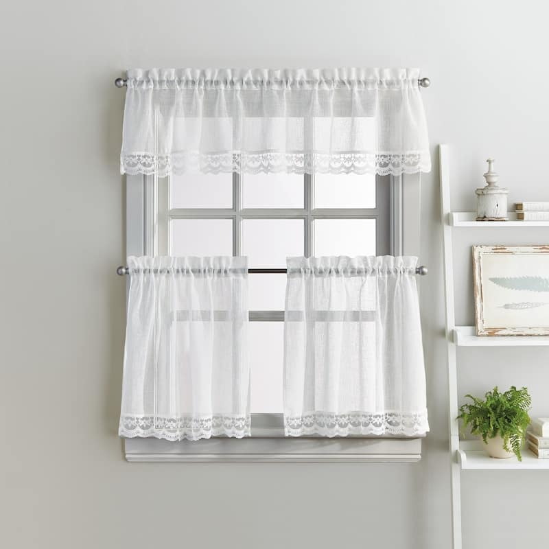 Delicate Lace 3-piece Curtain Tier and Valance Set