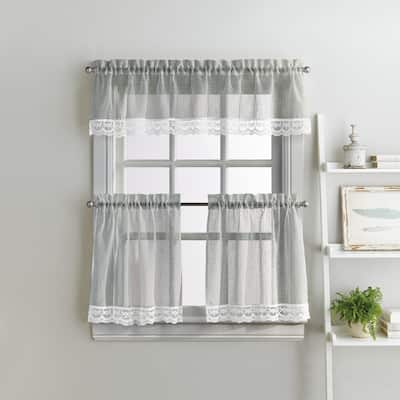 Delicate Lace 3-piece Curtain Tier and Valance Set