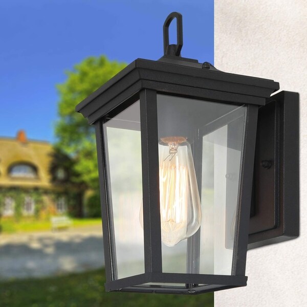 Shop Mid-Century Outdoor Wall Sconce Lighting in Black Aluminum Alloy ...