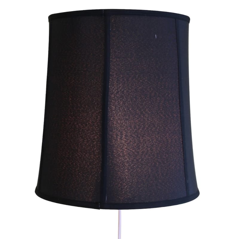 Floating Shade Plug-In Wall Light Black Shantung Fabric 14x16x17