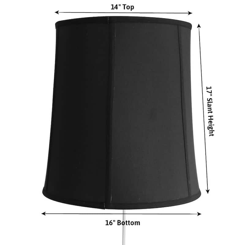 Floating Shade Plug-In Wall Light Black Shantung Fabric 14x16x17