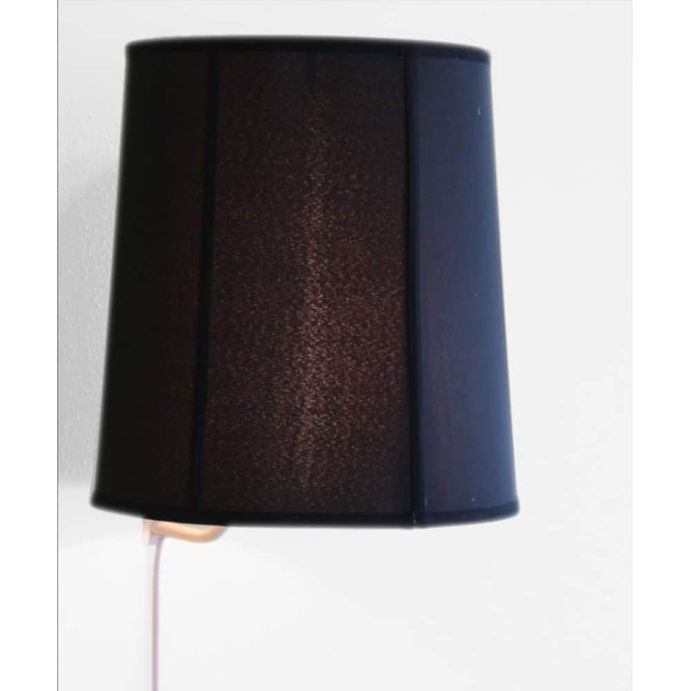 Floating Shade Plug-In Wall Light Black Shantung Fabric 14x16x17