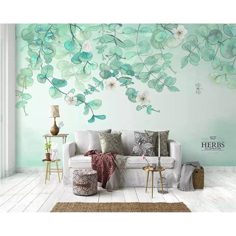 Nordic Leaf Plum Blossom Floral Textile Wallpaper