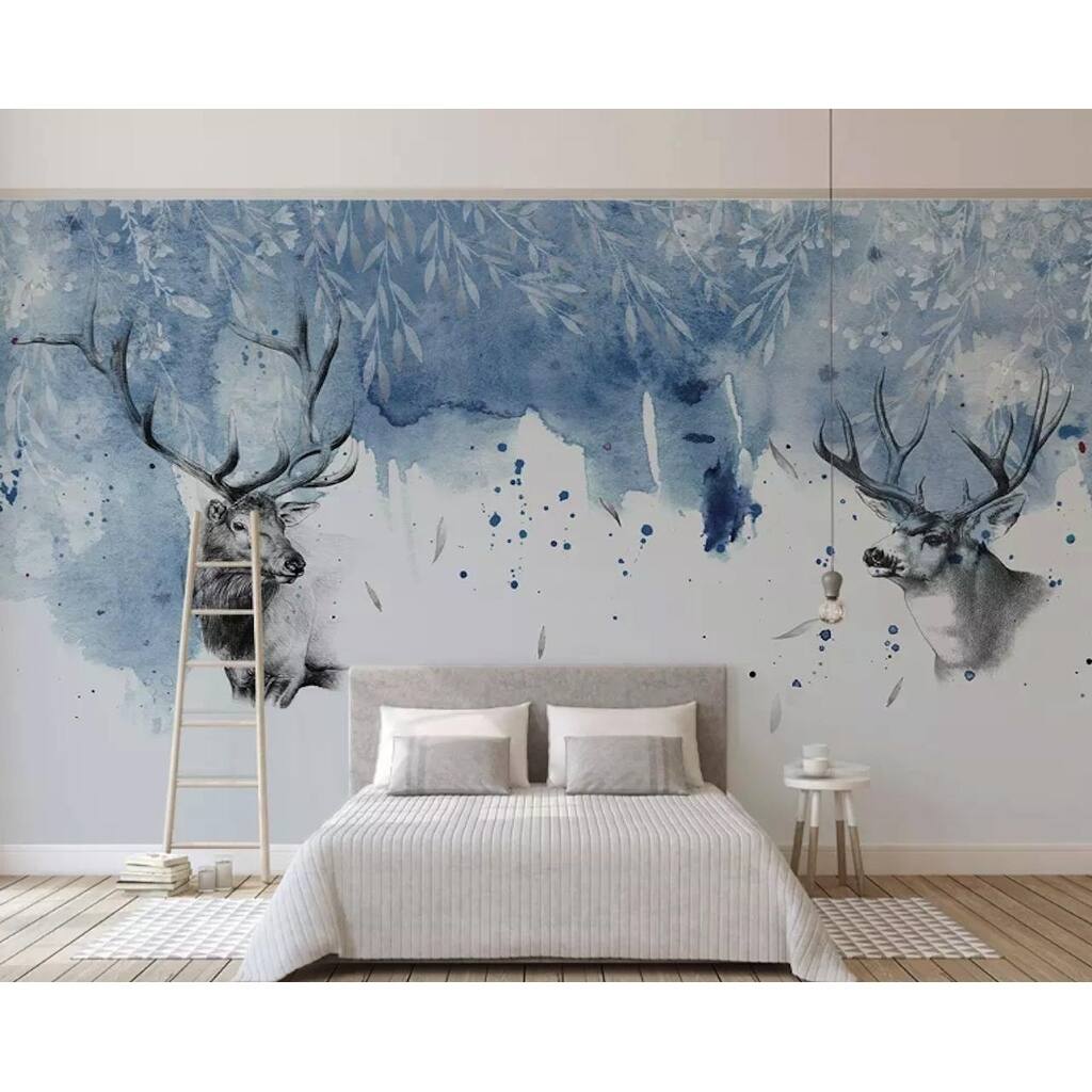 GK Wall Design Winterscape Horned Deer Nordic Wallpaper