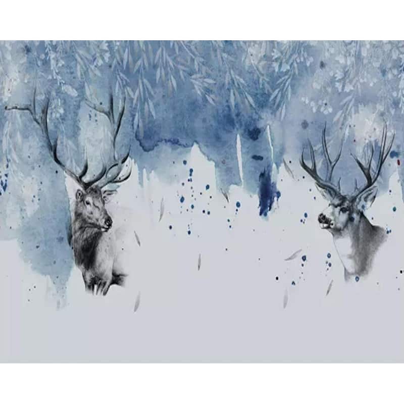 GK Wall Design Winterscape Horned Deer Nordic Wallpaper