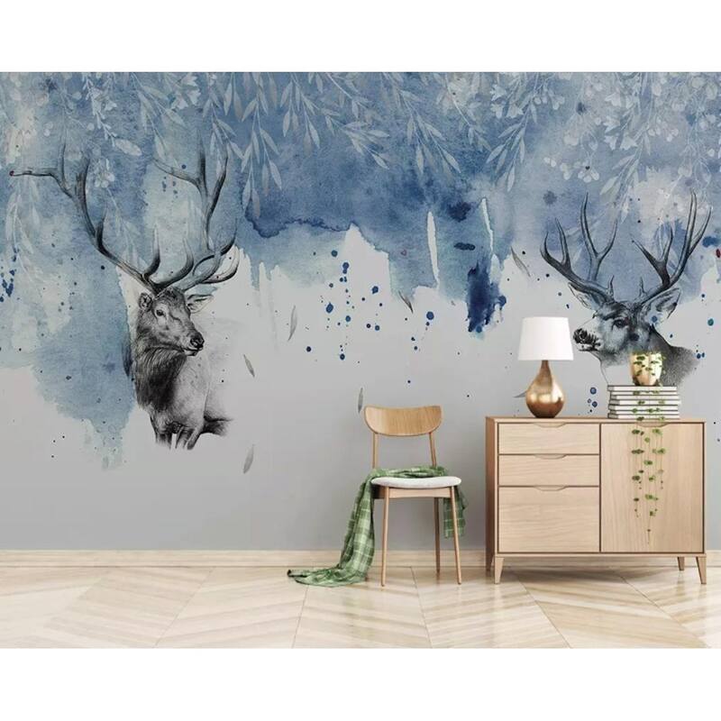 GK Wall Design Winterscape Horned Deer Nordic Wallpaper