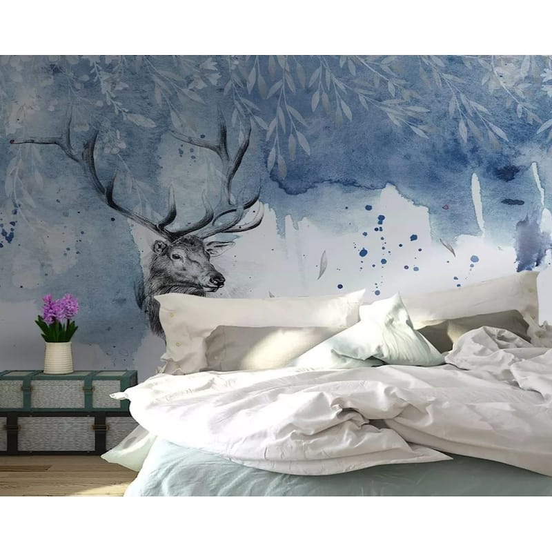 GK Wall Design Winterscape Horned Deer Nordic Wallpaper