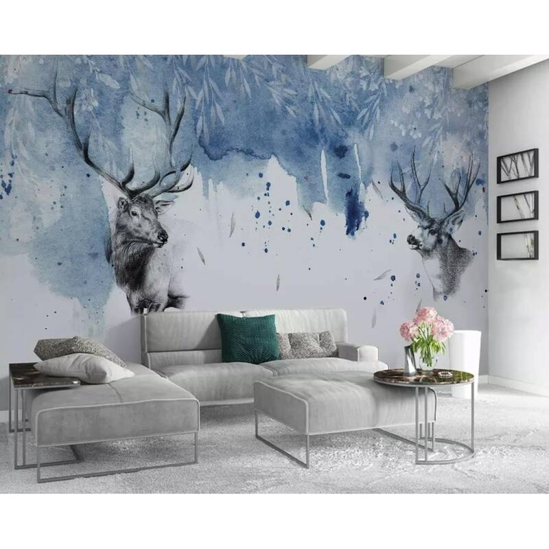 GK Wall Design Winterscape Horned Deer Nordic Wallpaper