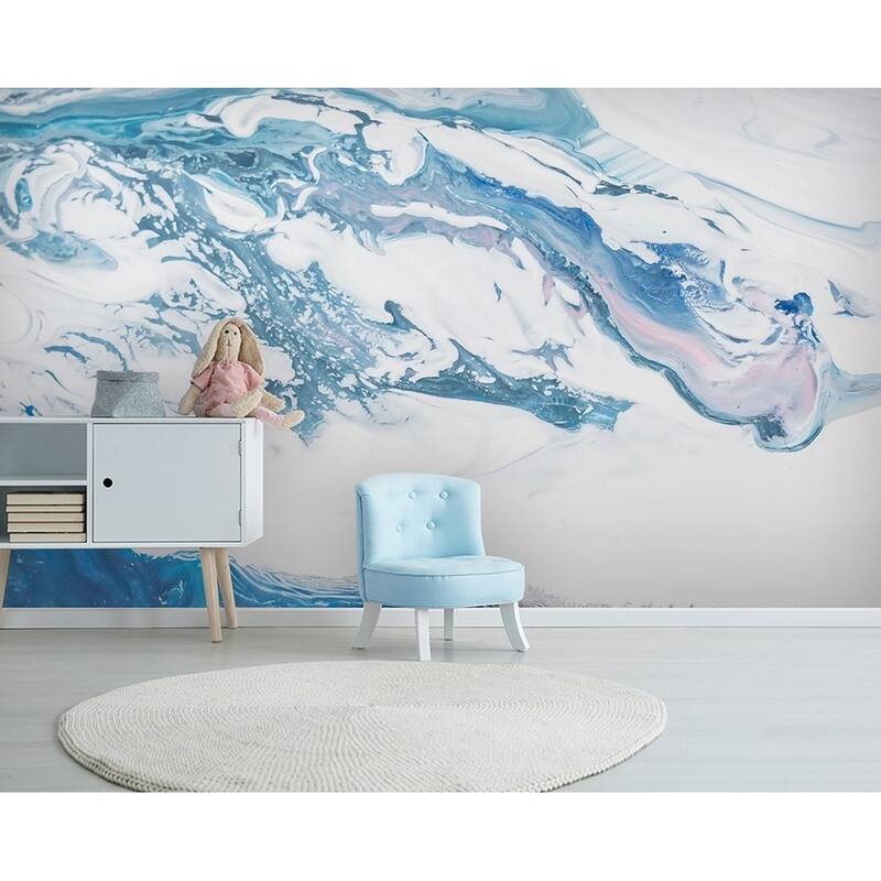 GK Wall Design Wave White Turquoise Splash Wallpaper