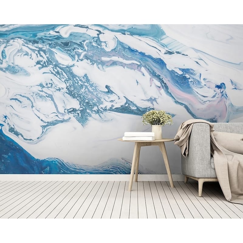 GK Wall Design Wave White Turquoise Splash Wallpaper