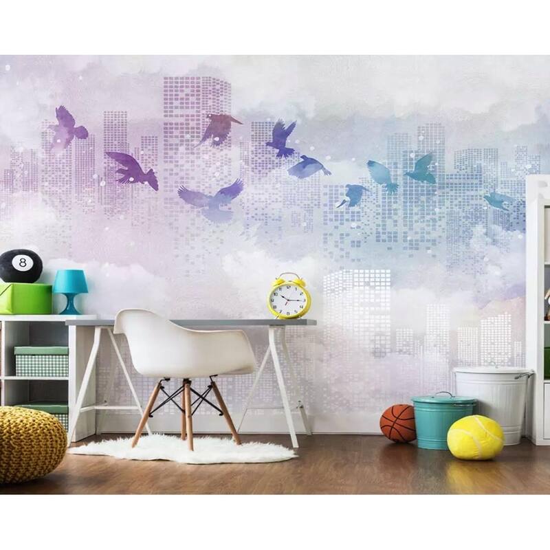 GK Wall Design Cityscape Seagull Architecture Removable Wallpaper