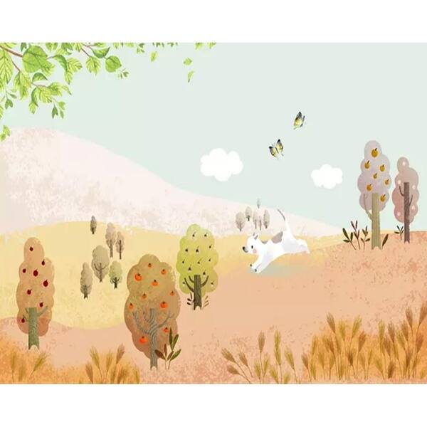 Fruit Tree Cartoon Puppy Kids Room Textile Wallpaper - On Sale - Overstock - 30977392 Fruit Tree Cartoon Puppy Kids Room Textile Wallpaper - On Sale - Overstock - 30977392