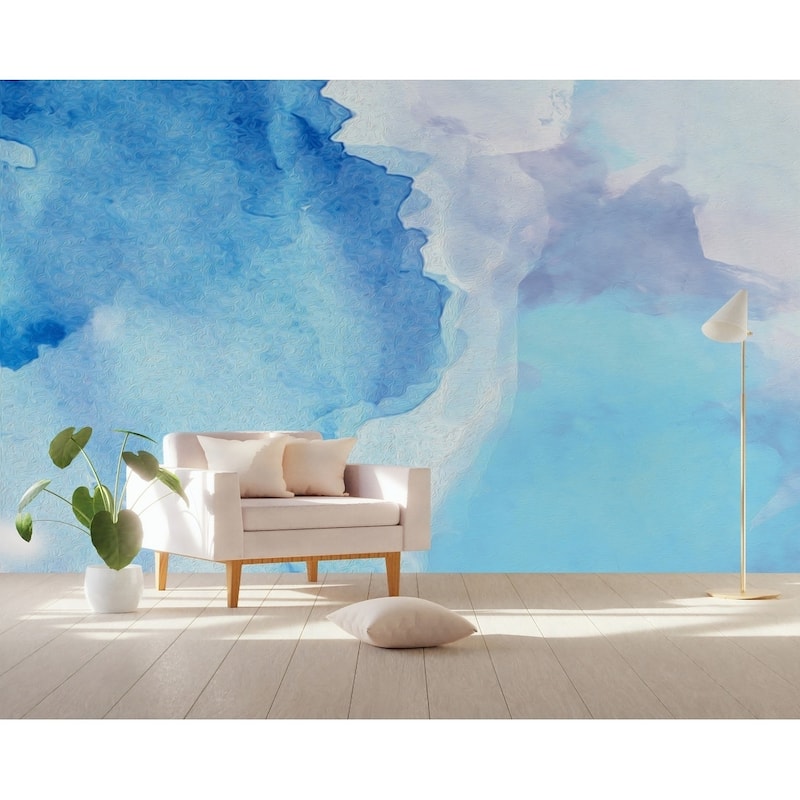 GK Wall Design Brush Blue Splash Watercolor Removable Wallpaper