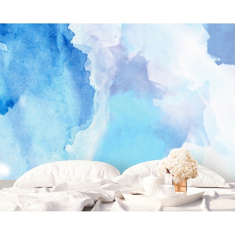 GK Wall Design Brush Blue Splash Watercolor Removable Wallpaper