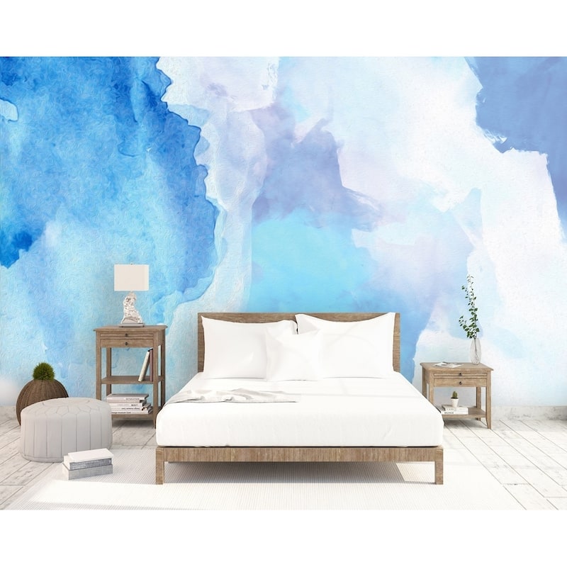 GK Wall Design Brush Blue Splash Watercolor Removable Wallpaper