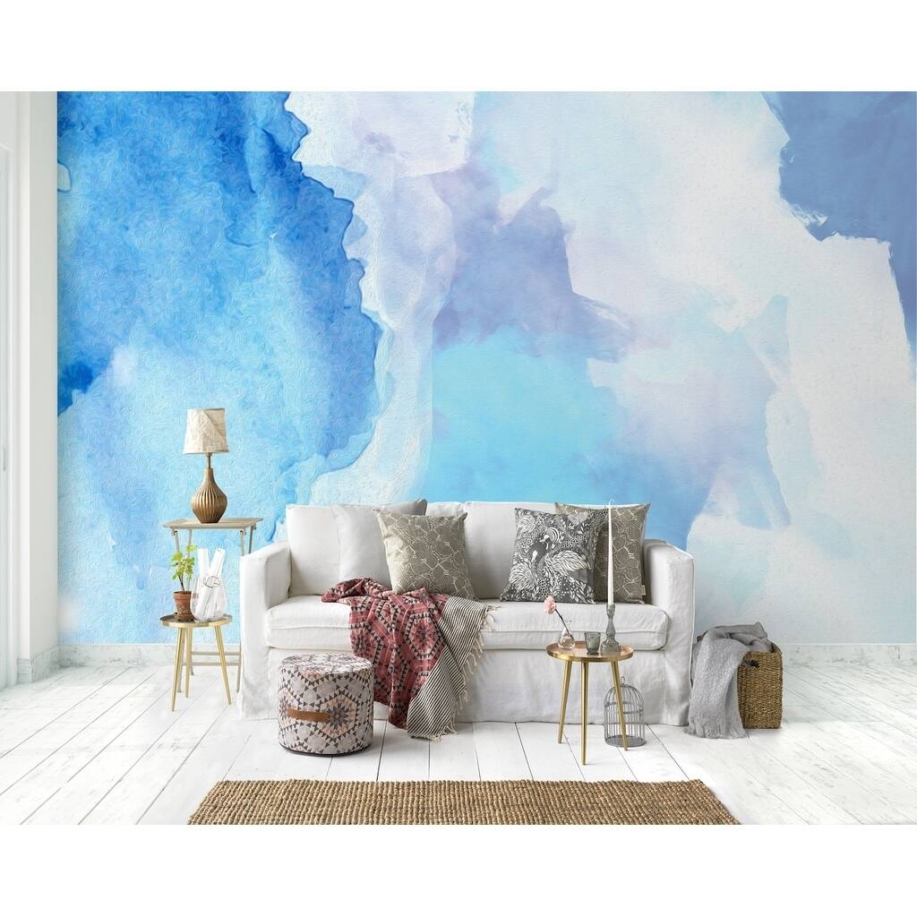 GK Wall Design Brush Blue Splash Watercolor Removable Wallpaper