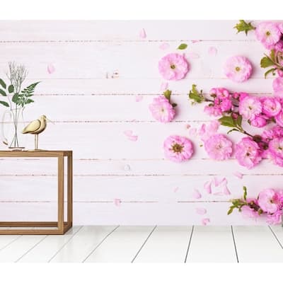 GK Wall Design Pink Peony Flower Vine Blossom Removable Wallpaper