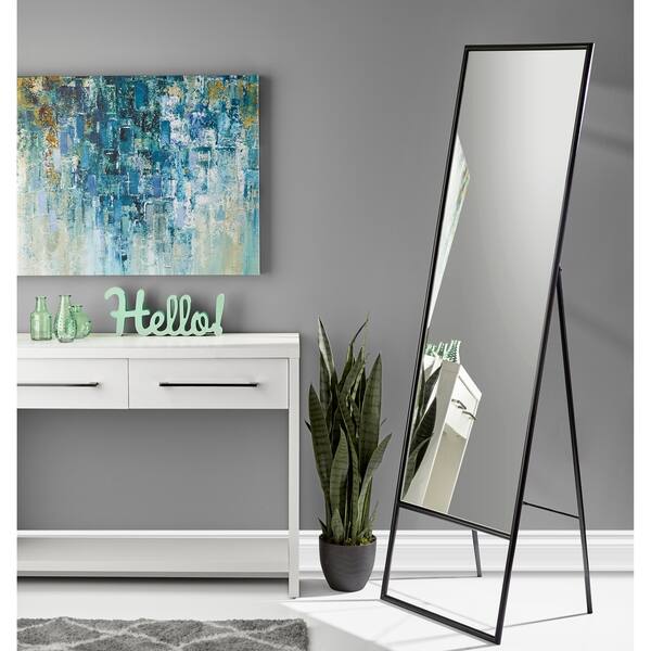 slide 1 of 4, Adesso AlfredMatte Black Floor Mirror