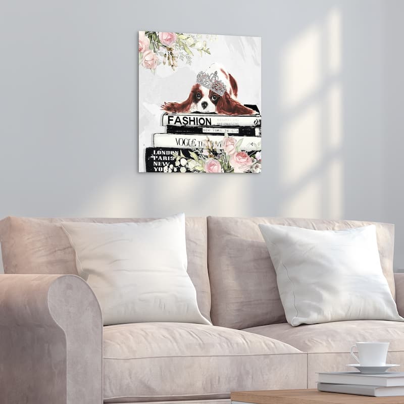 "Cavalier" Dog Wall Art Print on Unframed Free Floating Tempered Glass