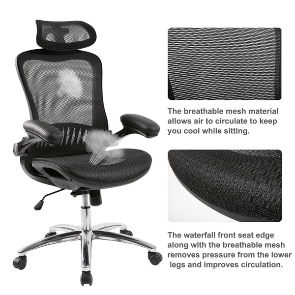 merax black ergonomic adjustable mesh home office chair