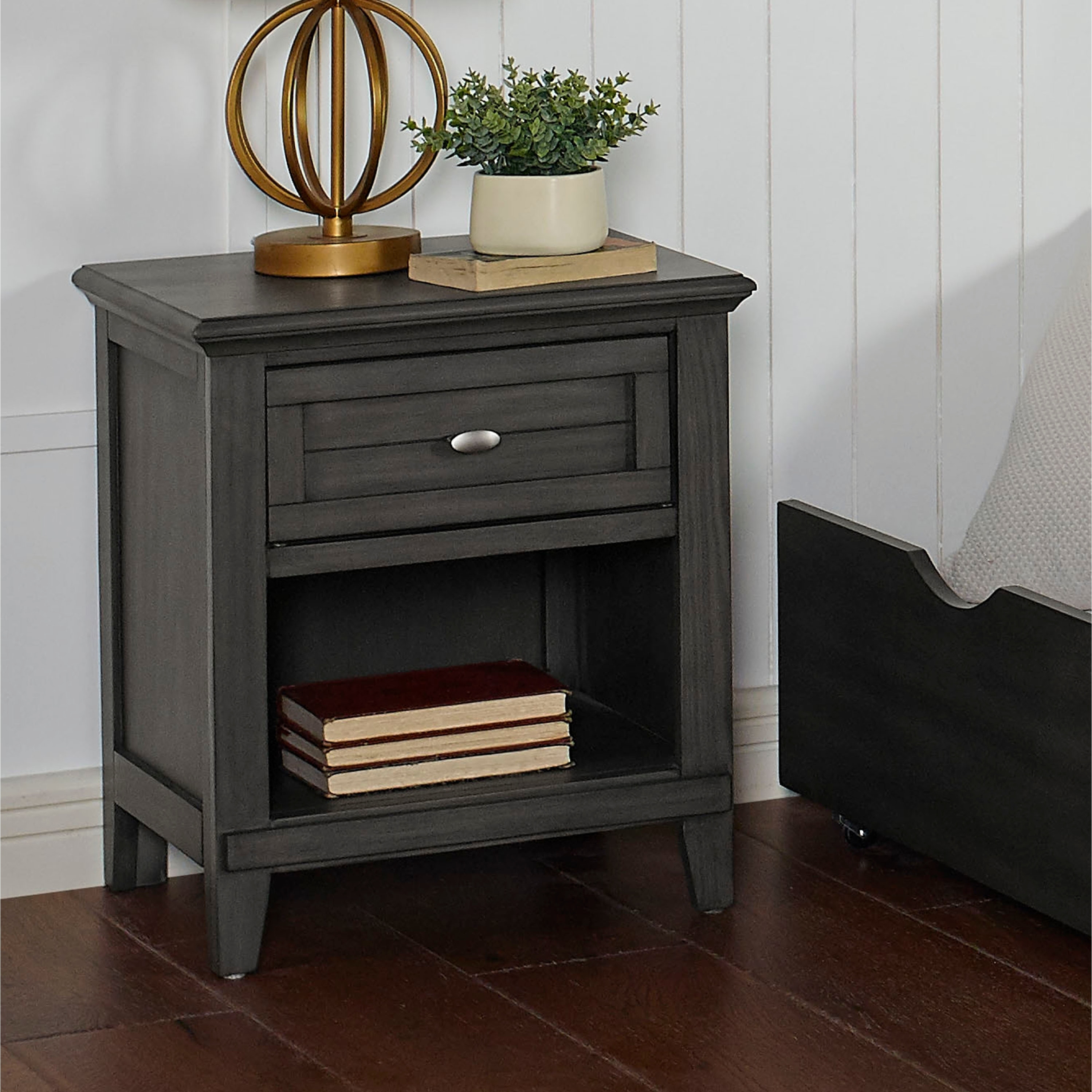 Shop Furniture Of America Wese Transitional Grey Solid Wood Nightstand Overstock 30978008