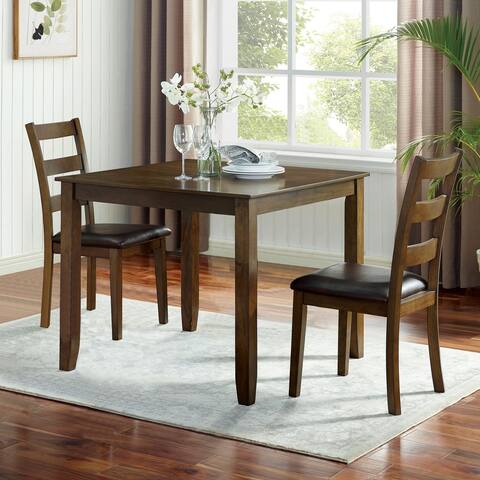Furniture of America Oma Rustic Walnut 3-piece Dining Table Set