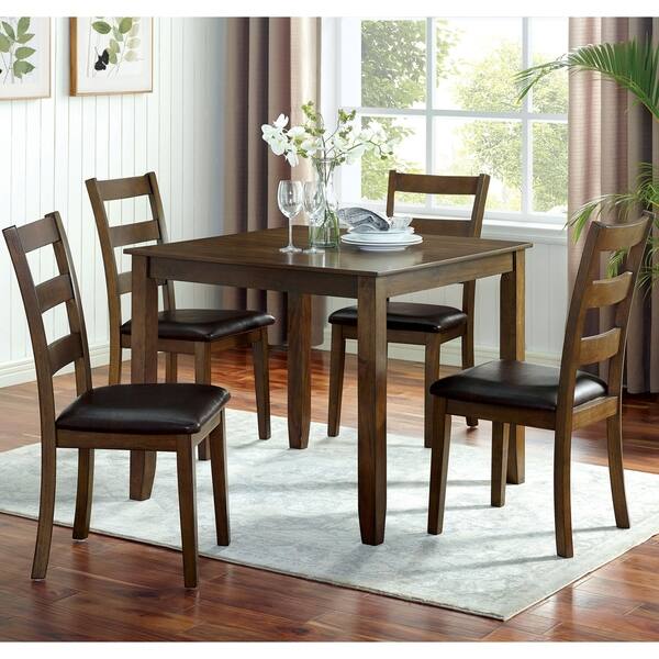 Furniture of America Oma Rustic Walnut 5-piece Dining Table Set ...