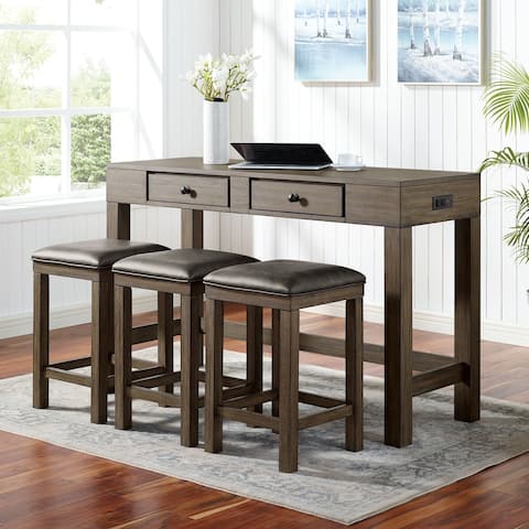 Furniture of America Naht Rustic Brown 4-piece Counter Dining Set