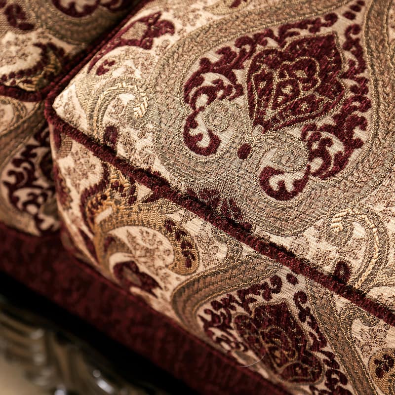Estra Traditional Burgundy Chenille Upholstered Rolled Arms Sofa by Furniture of America
