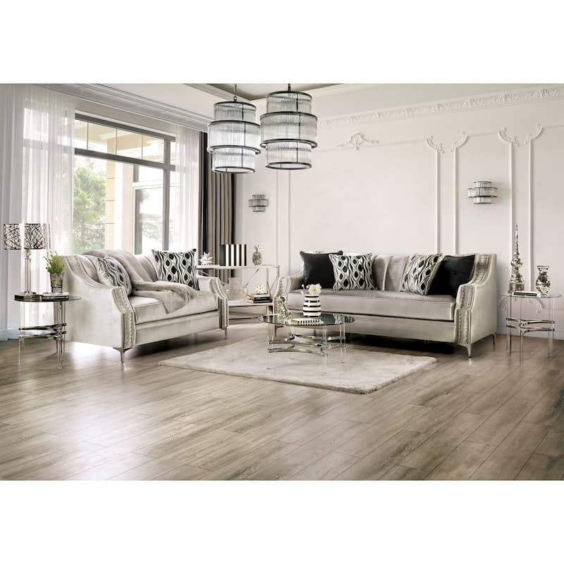 Vynn Transitional Chenille Upholstered Nailhead Trim Sofa by Furniture of America
