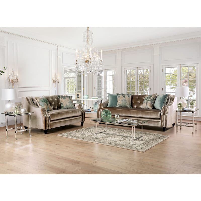 Vynn Transitional Chenille Upholstered Nailhead Trim Sofa by Furniture of America