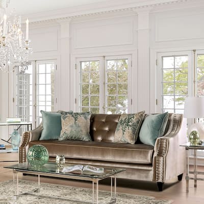Vynn Transitional Chenille Upholstered Nailhead Trim Sofa by Furniture of America
