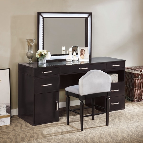 Shop Furniture of America Zehr Contemporary Solid Wood Vanity Set