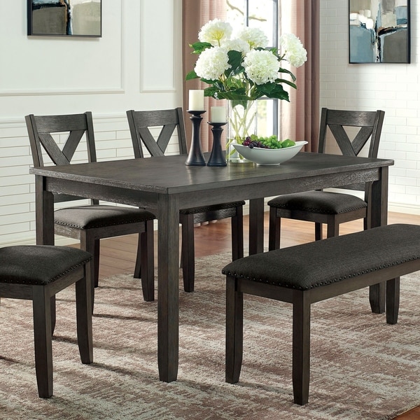 Furniture of America Blye Transitional Grey Solid Wood Dining Table ...