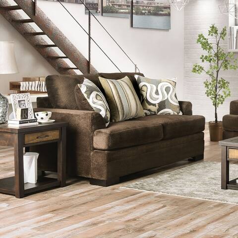 Furniture of America Klio Traditional Solid Wood Padded Loveseat
