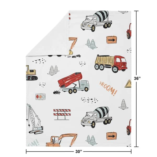 Sweet Jojo Designs Construction Truck Boy Baby Receiving Security Swaddle Blanket - Grey Yellow Red Blue Transportation