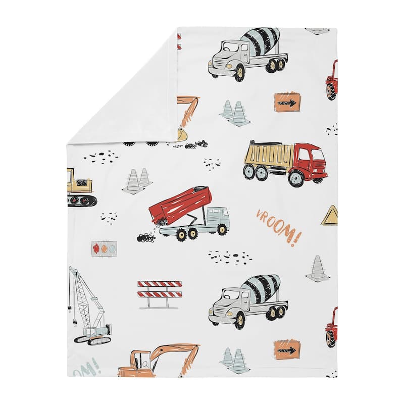 Sweet Jojo Designs Construction Truck Boy Baby Receiving Security Swaddle Blanket - Grey Yellow Red Blue Transportation