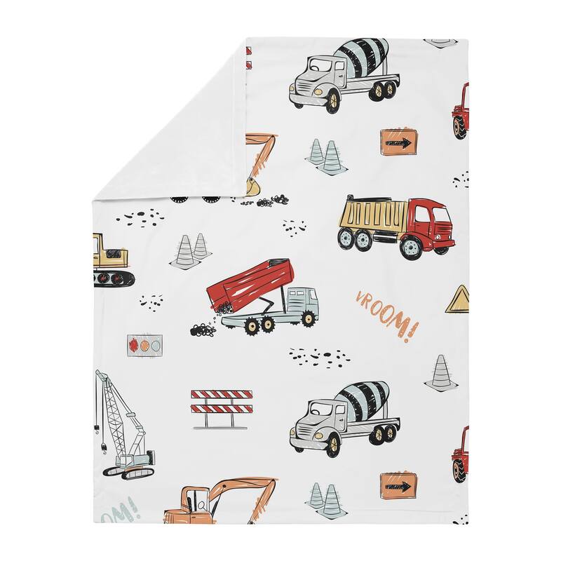 Sweet Jojo Designs Construction Truck Boy Baby Receiving Security Swaddle Blanket - Grey Yellow Red Blue Transportation