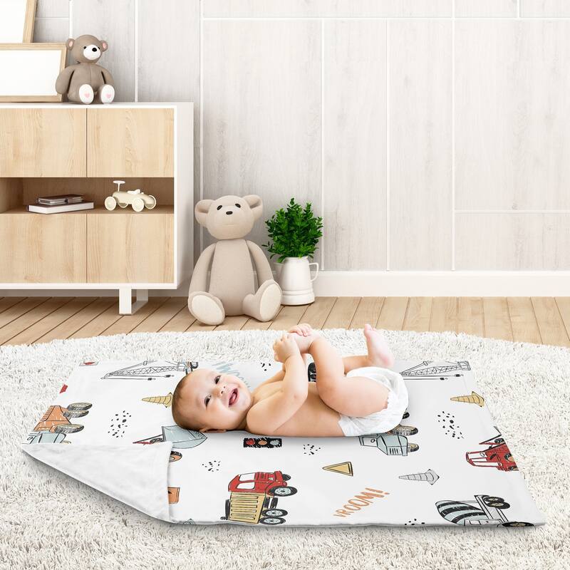 Sweet Jojo Designs Construction Truck Boy Baby Receiving Security Swaddle Blanket - Grey Yellow Red Blue Transportation