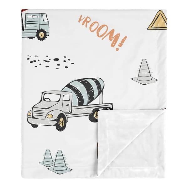 slide 2 of 5, Sweet Jojo Designs Construction Truck Boy Baby Receiving Security Swaddle Blanket - Grey Yellow Red Blue Transportation