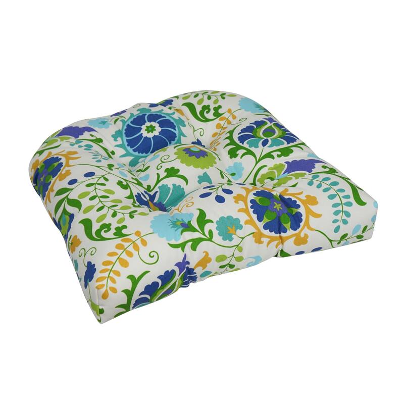 Blazing Needles 19-inch U-Shaped Polyester Outdoor Tufted Dining Chair Cushion - Sahalie Opal