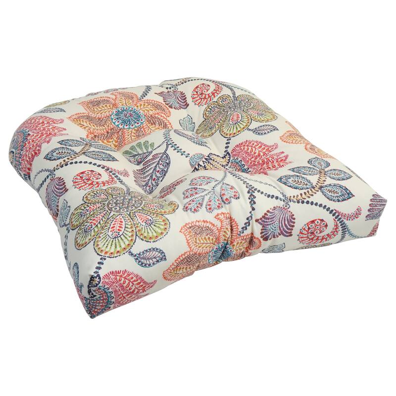 Blazing Needles 19-inch U-Shaped Polyester Outdoor Tufted Dining Chair Cushion