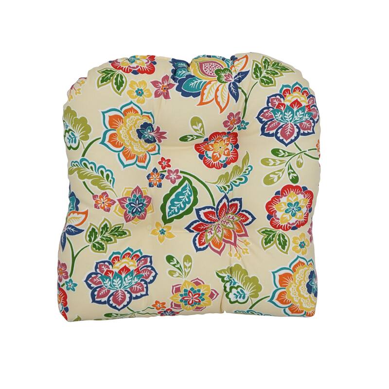 Blazing Needles 19-inch U-Shaped Polyester Outdoor Tufted Dining Chair Cushion