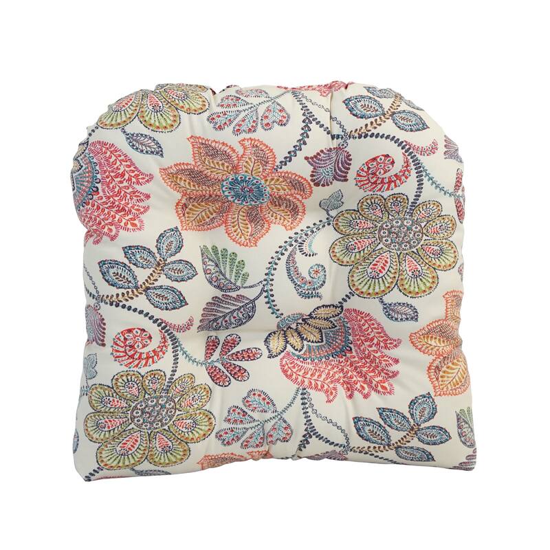 Blazing Needles 19-inch U-Shaped Polyester Outdoor Tufted Dining Chair Cushion
