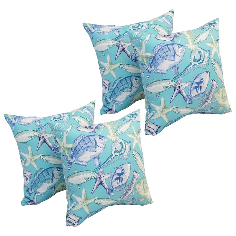 17-inch Square Polyester Outdoor Throw Pillows (Set of 4) - Keyisle Lagoon